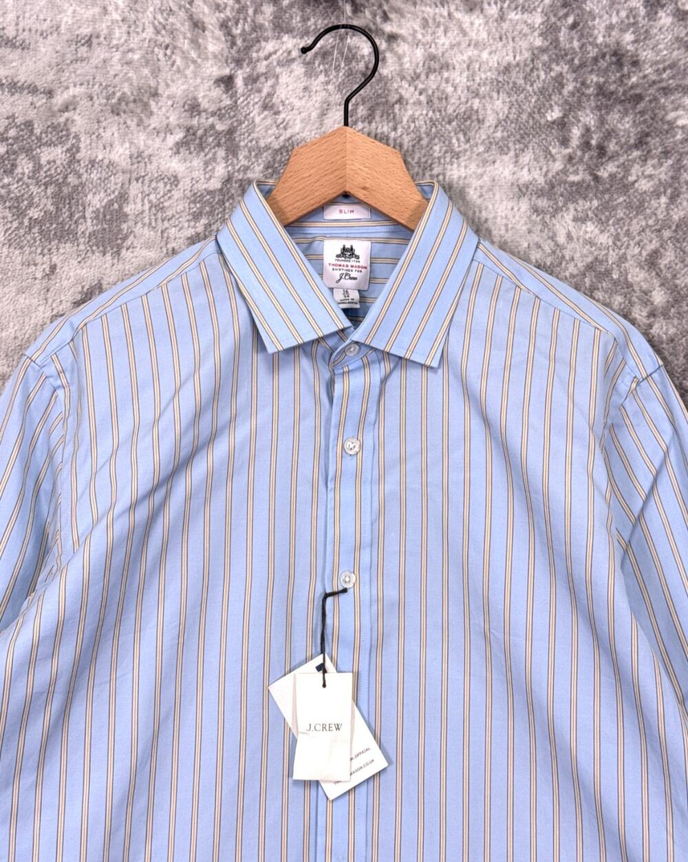 New Thomas Mason For J Crew Dress Shirt 16 / 34 Mens Light Blue Stripe
